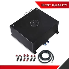 Black Coated 20 Gallon Race Drift Fuel Cell Gas Tank Aluminum w/ Fuel Line Kit
