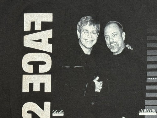 T-shirt vintage 2001 Billy Joel Elton John Face 2 Face Tour concert taille L - Photo 3/10