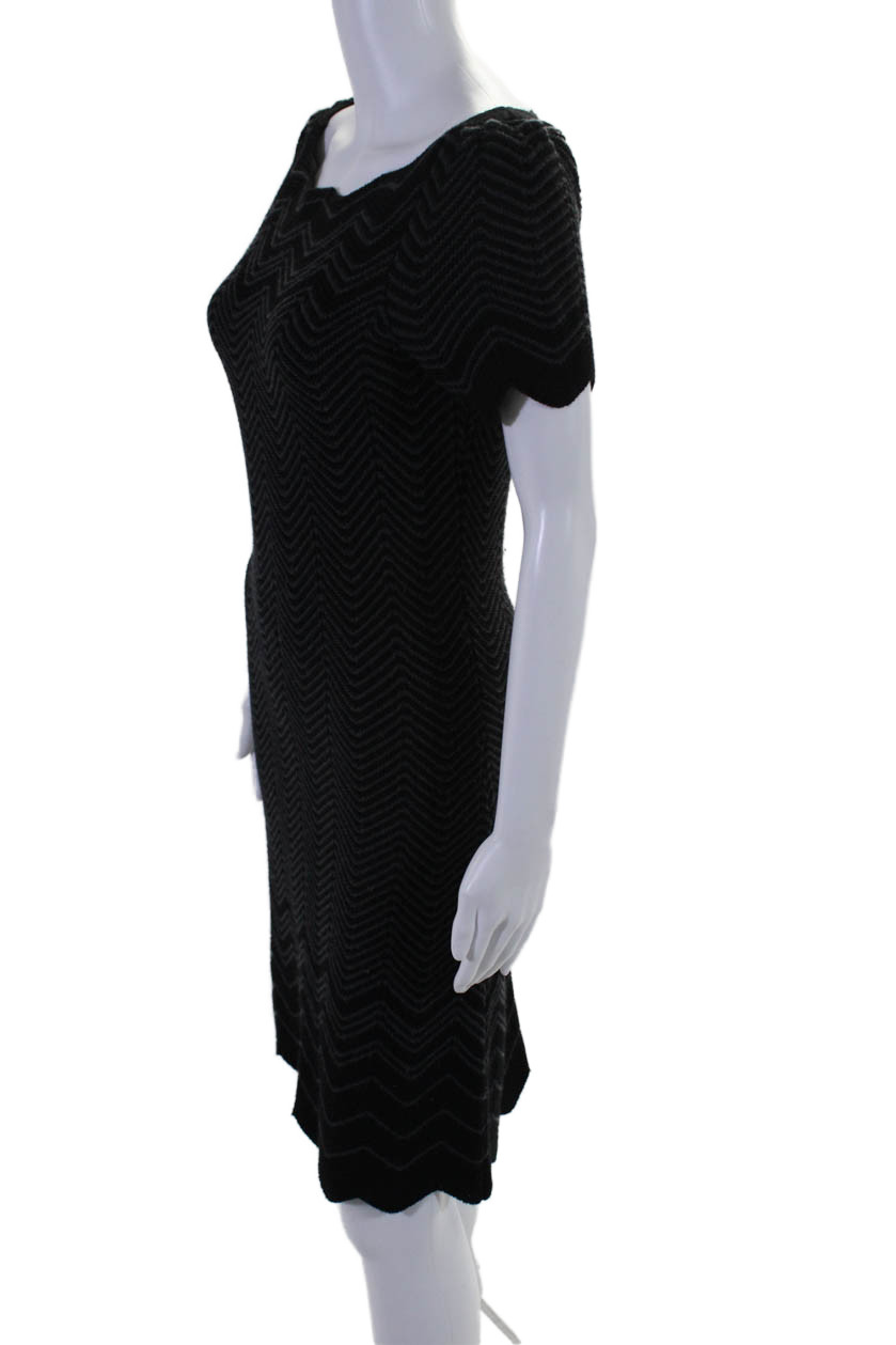 Tory Burch Womens Short Sleeves Sweater Dress Black Grey Wool Size Extra Small thumbnail 2