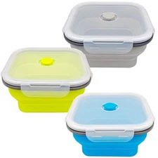 Large 1200ml Collapsible Bowls with Lids Silicone Camping Bowls, with Airtigh...