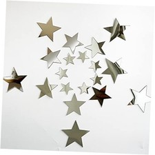 40Pcs Acrylic Mirror Wall Stickers with Adhesive Art Decal Satin Silver Stars