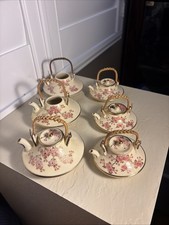 Set di 6 antichi mini sake/tè giapponesi KPC KYOTO con piedi Satsuma con manico