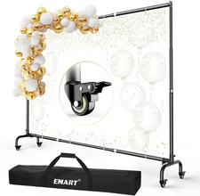 Rolling Backdrop Stand with Wheels - 10 X7.5 Ft Wxh Adjustable - Moveable Phot