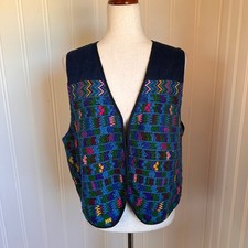Vintage 70s/80s Denim Boho Vest L