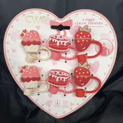 6 CWC 2025 Valentine Straw Toppers 10MM  CUPCAKE, CAKE, CHOCO DIP  STRAWBERRY