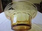 Amber Depression Glass Floral Etched Panel Optic 11.5" Flared Centerpiece Bowl