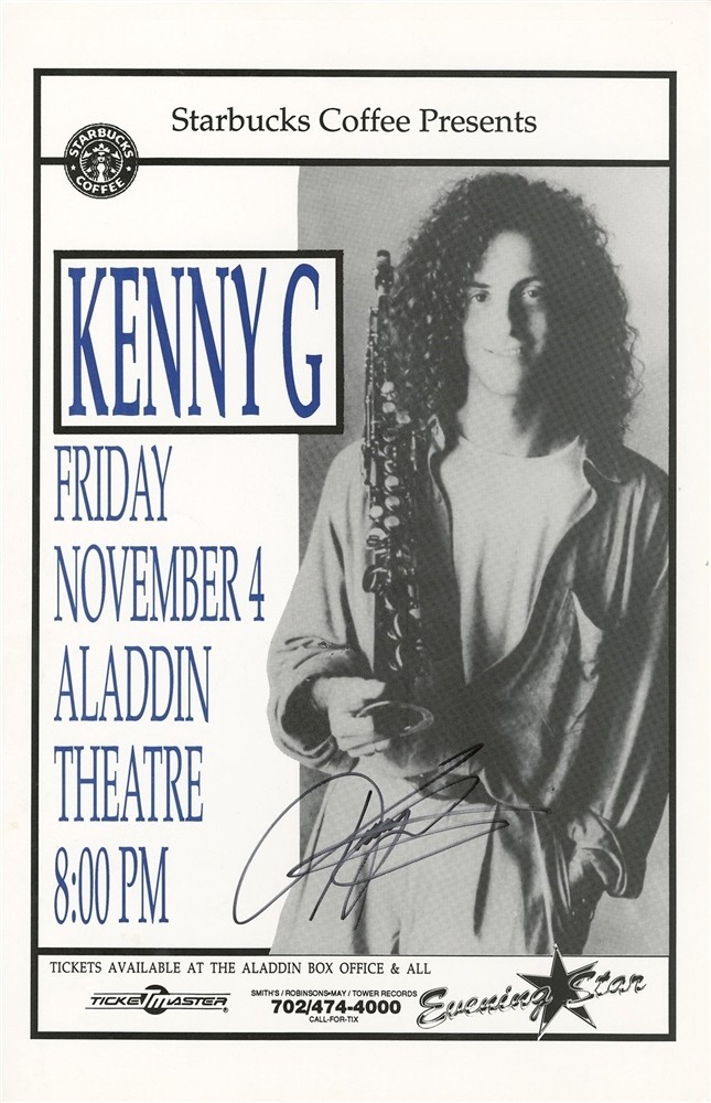 Kenny G 1994 tour Aladdin Theatre Las Vegas signed autographed GIG poster w/JSA 