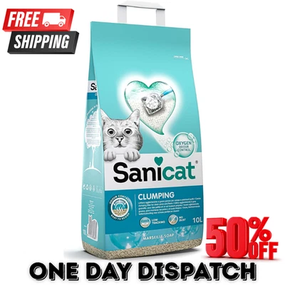 Sanicat Clumping Cat Litter with Marseille Soap scent Made of natural minerals..
