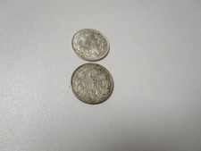 German Reich 2x 900 Silver Coin 1/2 Mark 1906 B + 1915 F