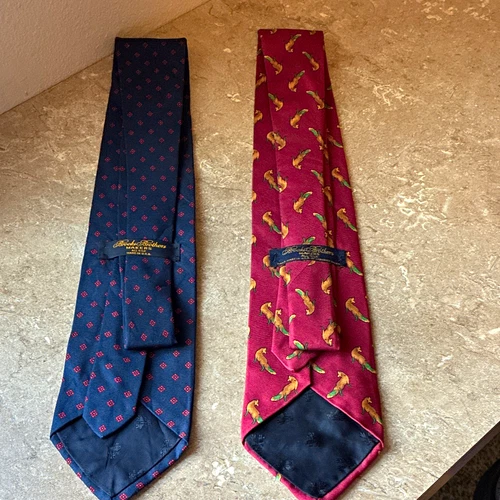 Brooks Brothers Lot of 2 Men's Silk Classic Ties Navy/Red Geometric Woven - product listing photo