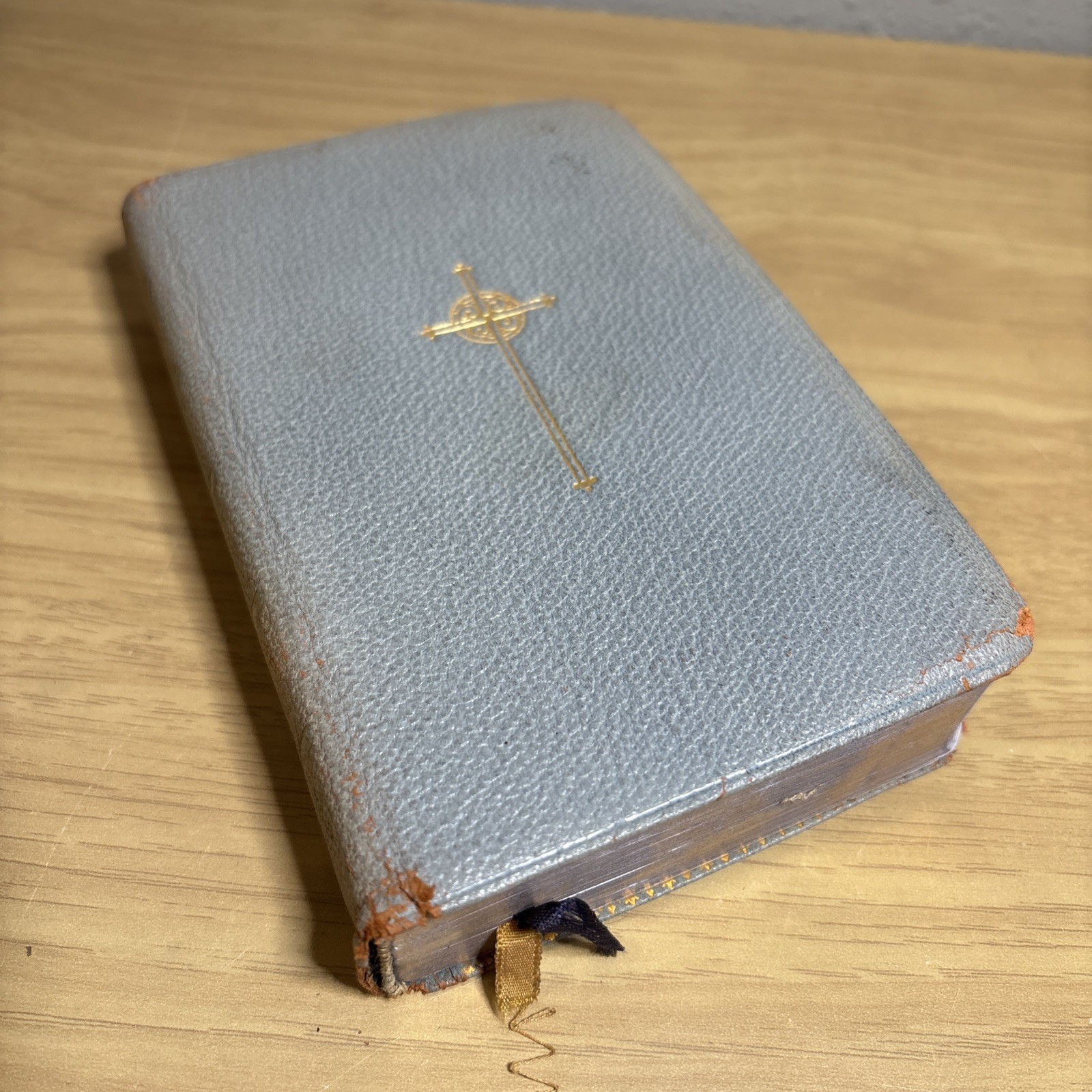 Book of Common Prayer Hymnal Gray Leather Nelson 1929 Vtg See Photos