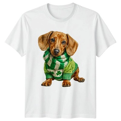 Entzückender Dackel Welpe trägt St T-Shirt Dackel Hunde St Patricks Day