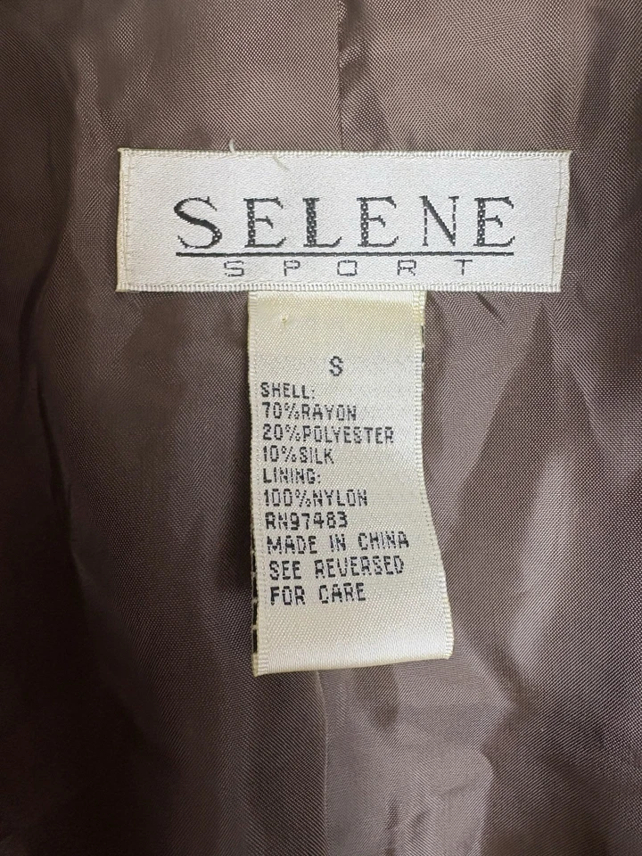 棕色天鹅绒军装夹克女式 S 纽扣前丝绸混纺实用蒸汽朋克 — 第 4/4 张图片