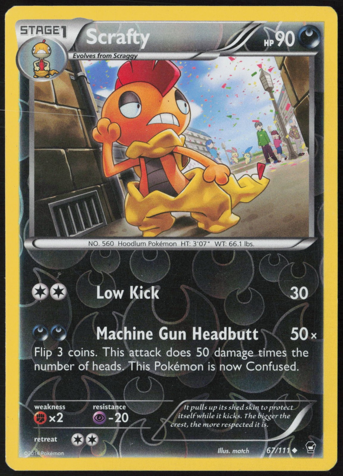 Scrafty Reverse Holo 67/111 XY - Furious Fists LP