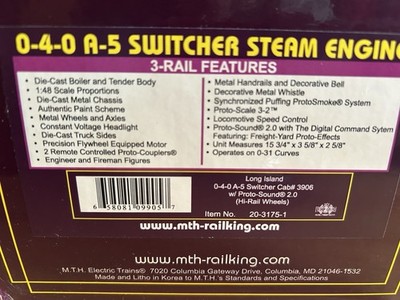 Long Island O Scale Premier 0-4-0 A-5 Switcher Steam Engine w/Proto-Sound 2.0