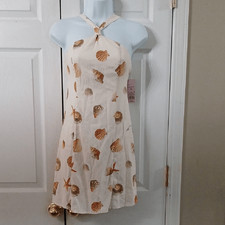 Wild Fable off white seashell print  linen blend mini dress Sz XXS NWT