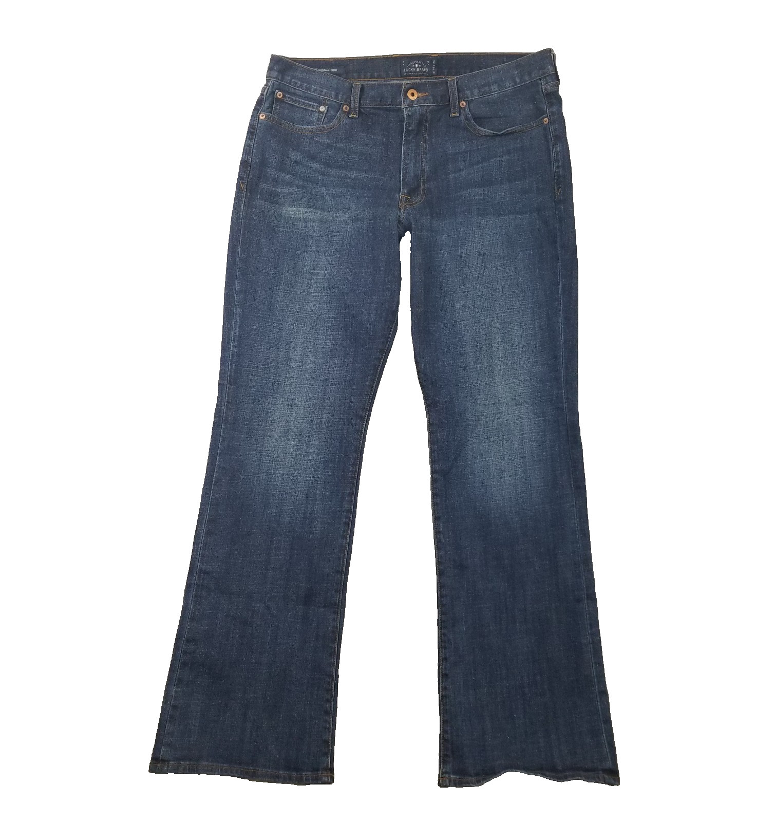 Mens 36x34 Blue Bootcut Stretch Denim