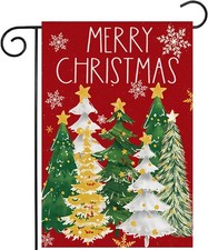 Merry Christmas Garden Flags 12X18 Vertical Double Sided Outside, Christmas Tre