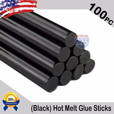 100pcs 11mm 7/16'' Diameter 250mm 10'' Crafting Black Plastic Hot Melt Glue Stick