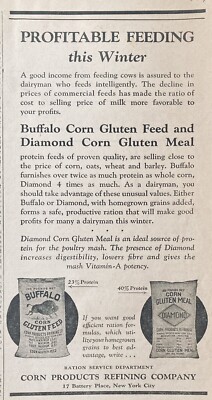 1931 AD.(XH39)~CORN PRODUCTS REFINING CO. NYC. BUFFALO CORN GLUTEN CATTLE FEED