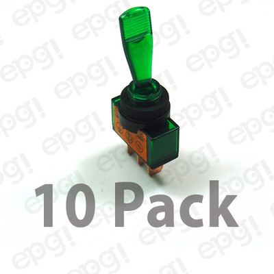 10 PACK - SPST ON/OFF 12VDC ILLUMINATED TOGGLE SWITCH GREEN 16AMP-12V #GSG-10PK