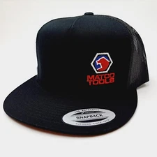 Matco Tools Yupoong 6006 Flat Bill Hat Cap  Embroidered Patch Black  Mesh