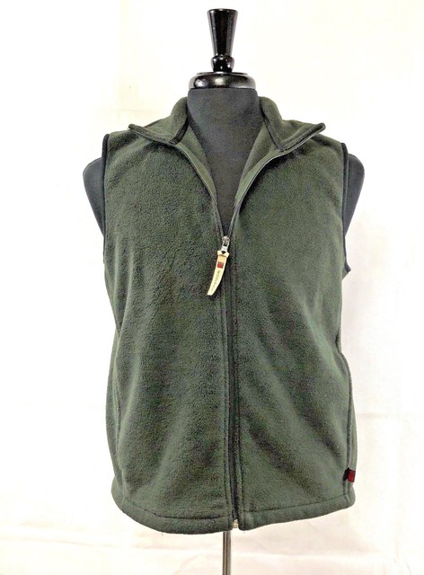 Woolrich Mens Fleece Vest Sleeveless Zipper Front Size Large M Dark Green | eBay