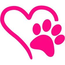 Heart Paw 6" Vinyl Decal Car Window Sticker Bumper Animal Love Pet Rescue v1