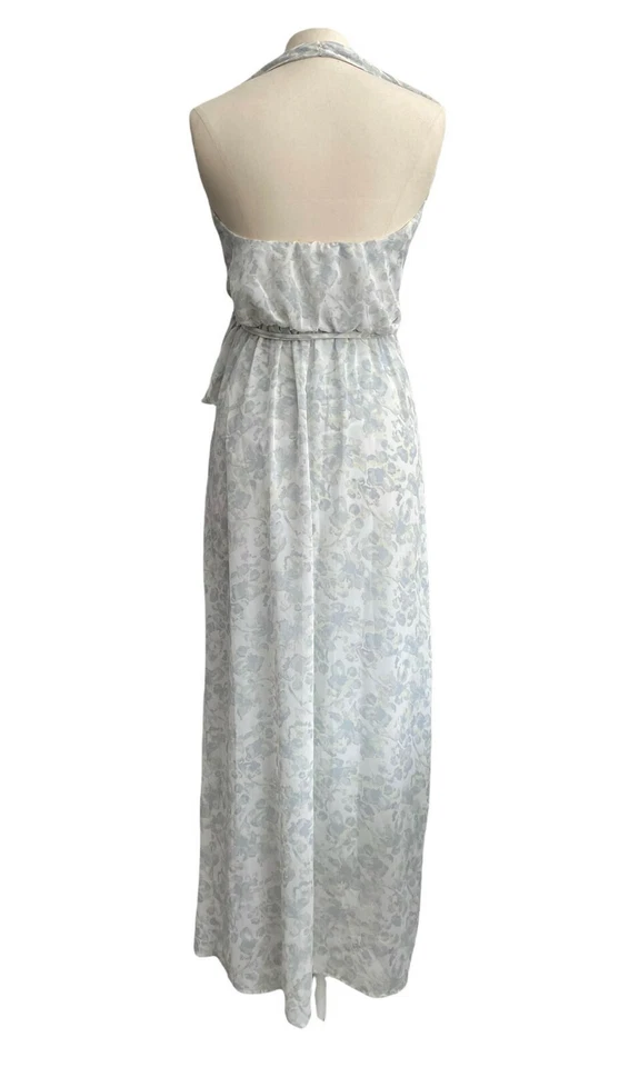 Maxi Vestido Nouvelle Amsale Erica FLORAL Volantes Halter Envolvente Gasa Talla XS NUEVO Foto 3 de 4