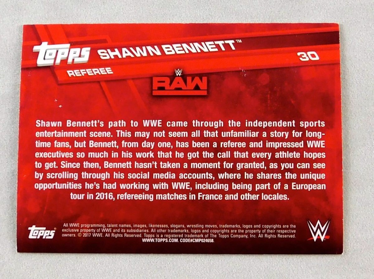 Shawn Bennett WWE Wrestling Trading Card Topps Raw Smackdown WWF