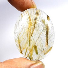 Natural Multi Golden Rutile Quartz Cabochon Oval Shape Gemstone 63 Cts 10929