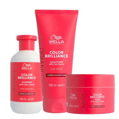 Wella Invigo Color Brilliance Shampoo Coarse 300ml +Condi 200ml +Maske 150ml Set