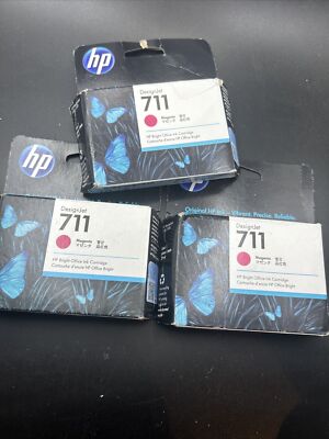3x Genuine HP 711 Design Jet Magenta Printer Ink Cartridge Exp 11/2022