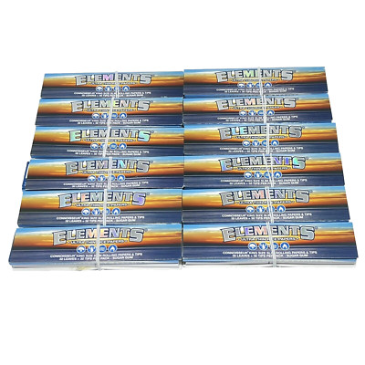 ELEMENTS CONNOISSEUR KING SIZE Thin Rice Rolling Papers & Tips - 12 Pack