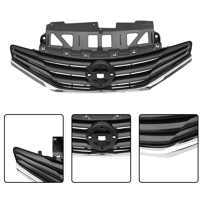 For 2014-2016 17 Nissan Versa Note Front Upper Bumper Grille Grill w/Chrome Trim - Image 3 of 4