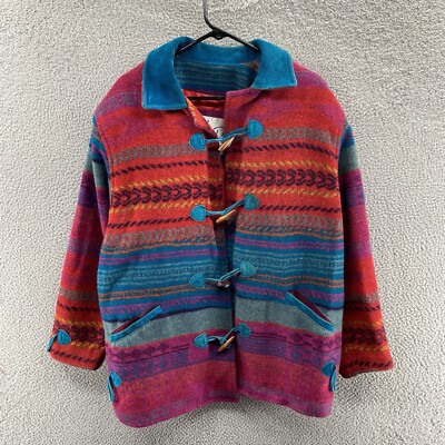 VINTAGE Katy D Jacket Women 14/16 Aztec Southwestern Navajo Tribal Wool Coat 90s