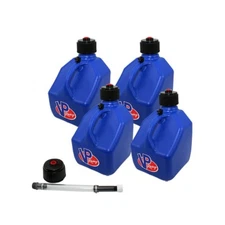 VP Racing Blue Square 4 Pack Fuel Jugs Diesel Can & Cap/Filler Hose Combo Kit