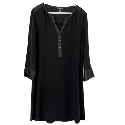 Eileen Fisher Smoke Silk Georgette Crepe Surplice V Neck Layered Dress M  $278 | eBay