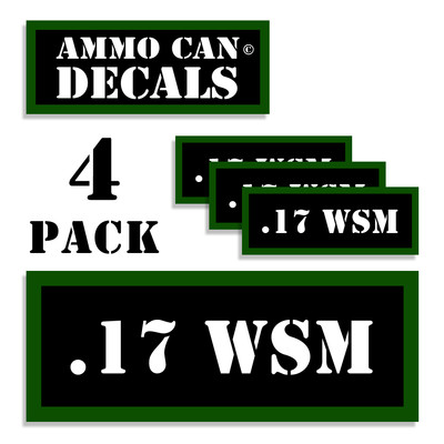 17 WSM Ammo Can 4x .17 WSM Labels Ammunition Case 3''x1.15'' sticker decals 4 pack