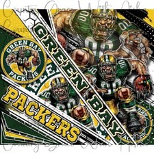 20oz Skinny Tumbler Sublimation Transfer Print Packers Football Ready To Press