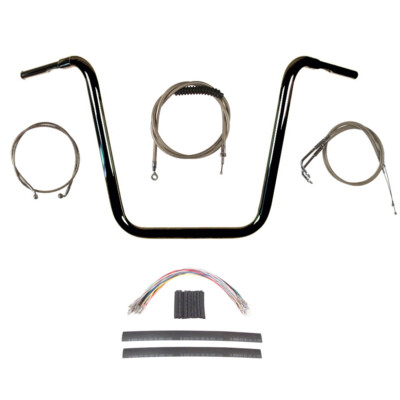 1 1/4'' Black 18'' Ape Hanger Handlebar Kit 2012-2017 Harley Dyna Fat Bob No ABS