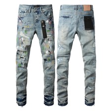 Fashion Purples Jeans Men Brands Skinny Hold Denim Trousers Pants