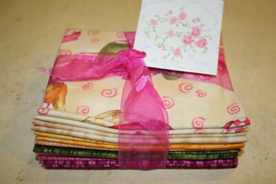 Tea Time on Butter with Green & Pink fat quarter bundle #334