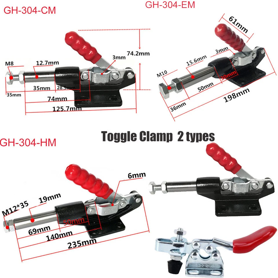 Pull Push Action Toggle Quick-Release Clamp 227/386/680kg 32/42/60mm Stroke AU - image 2 of 4