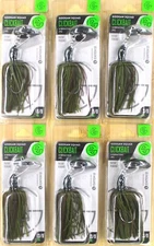 (6) Googan Squad 3/8 Oz Clickbait Vibrating Bladed Jigs Green Pumpkin Brand New