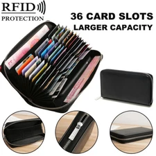 Mens Womens Wallet Credit Card Holder Leather RFID Blocking Zipper Pocket Purse