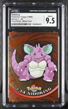 ⚡⚡ Nidoking Only 1 CGC 9.5 Exists Pokemon Topps 1999 First Print Silver Foil. 