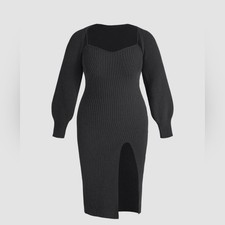 NWT Cider Black 2pc Knit Cami and Midi Dress Set Size 3X