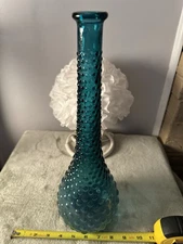 Beautiful Unique Color of Teal and Blue Green Hobnail Empoli Decanter