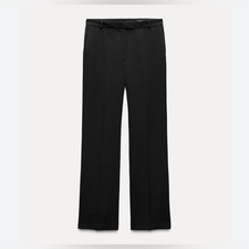 ZARA BLACK STRAIGHT LEG CREPE FLAT FRONT MUST HAVE PANTS WOMENS LARGE